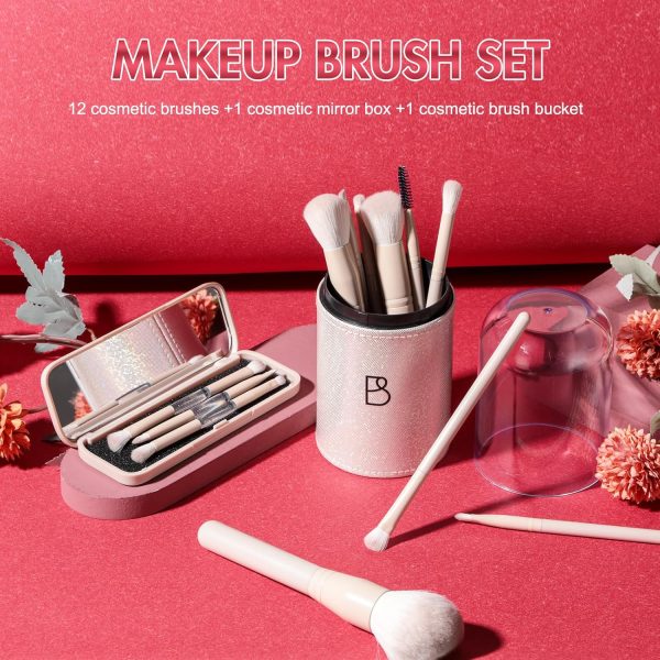 BS-MALL Makeup Brush Set Travel Mini Makeup Brushes Synthetic Kabuki Brush Set Foundation Powder Blending Concealer Eye shadows Blush Cosmetics Brushes with Organizer Holder& 3 Mini Eyeshadow Brush - Image 2