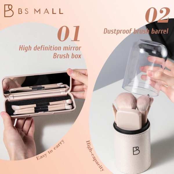 BS-MALL Makeup Brush Set Travel Mini Makeup Brushes Synthetic Kabuki Brush Set Foundation Powder Blending Concealer Eye shadows Blush Cosmetics Brushes with Organizer Holder& 3 Mini Eyeshadow Brush - Image 5