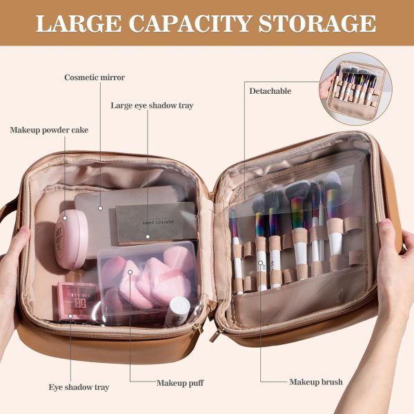 BS-MALL XL Makeup Case – Premium Makeup Bag with Soft Leather, Waterproof and Durable for Long-Term Use - Image 2