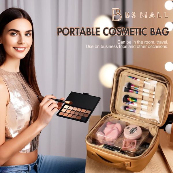 BS-MALL XL Makeup Case – Premium Makeup Bag with Soft Leather, Waterproof and Durable for Long-Term Use - Image 4