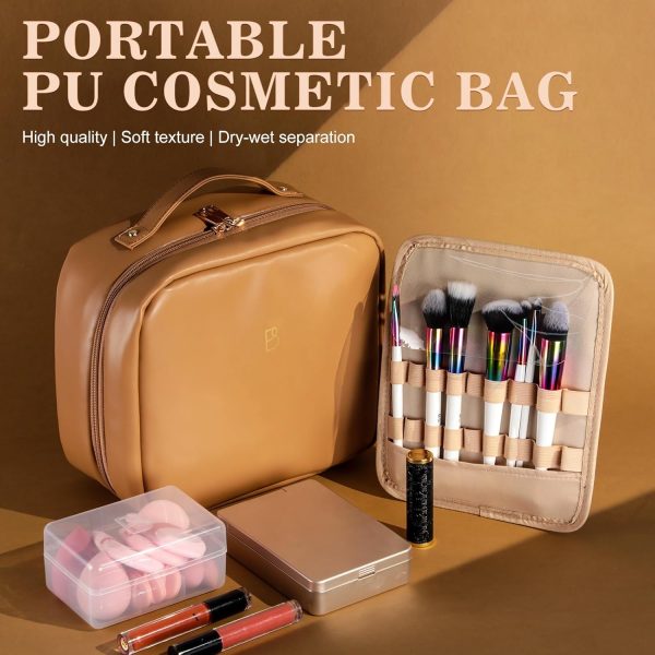 BS-MALL XL Makeup Case – Premium Makeup Bag with Soft Leather, Waterproof and Durable for Long-Term Use - Image 5