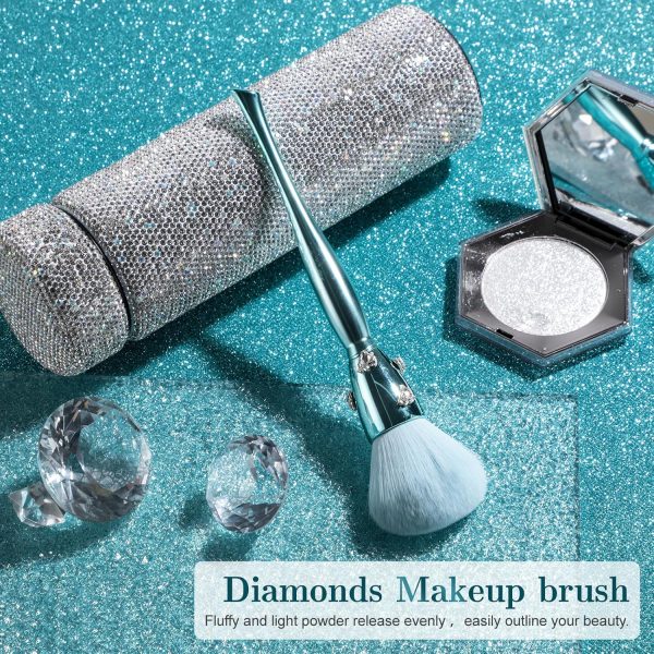 BS-MALL Makeup Brushes – Luxurious Handcrafted Diamond-Embedded Handles, Premium Synthetic Bristles, Perfect for Foundation and Powder Classic Elegant Design Premium Synthetic Powder Blush Brush - Image 2