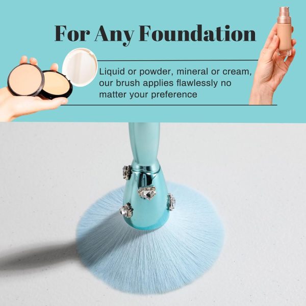 BS-MALL Makeup Brushes – Luxurious Handcrafted Diamond-Embedded Handles, Premium Synthetic Bristles, Perfect for Foundation and Powder Classic Elegant Design Premium Synthetic Powder Blush Brush - Image 5