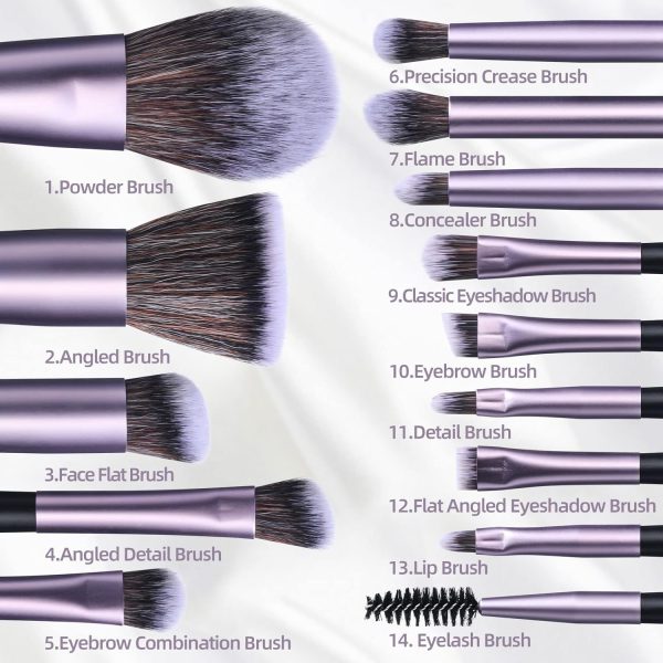 BS-MALL Travel Makeup Brush Set Foundation Powder Concealers Eye Shadows Makeup Set with LED light Mirror 14 Pcs (HotPink) - Image 23
