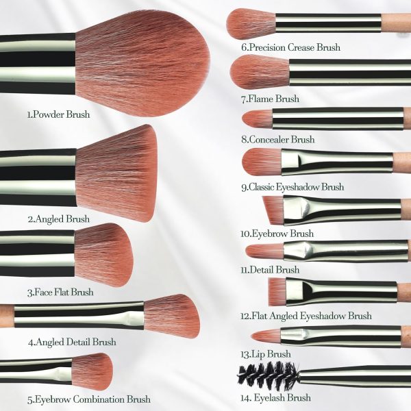 BS-MALL Travel Makeup Brush Set Foundation Powder Concealers Eye Shadows Makeup Set with LED light Mirror 14 Pcs (HotPink) - Image 30