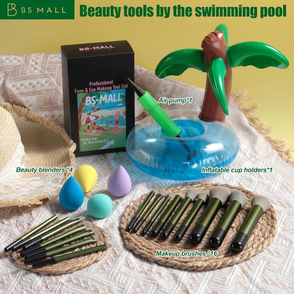 BS-MALL Makeup Brushes Set 23 Pcs – Premium Synthetic Foundation Powder Concealers Eye Shadows with Pool Float Cup Holder - Image 2