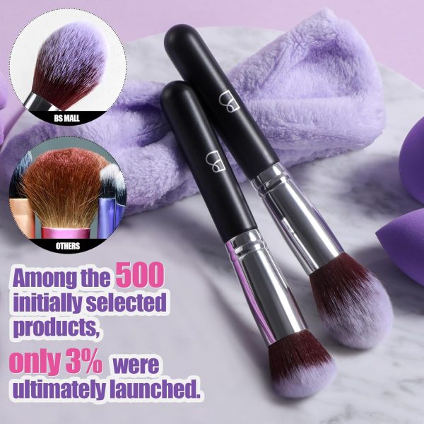 BS-MALL Makeup Brushes Set 30 Pcs – Including Face Washing Puffs, Blush Powder Bronzer Foundation Eyeshadow Concealer Brushes, and Mini Makeup Sponge Makeup Sponges Set (Black) - Image 4