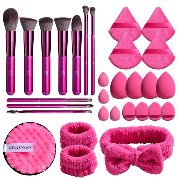 BS-MALL Makeup Brushes Set 30 Pcs – Including Face Washing Puffs, Blush Powder Bronzer Foundation Eyeshadow Concealer Brushes, and Mini Makeup Sponge Makeup Sponges Set (Black) - Image 8