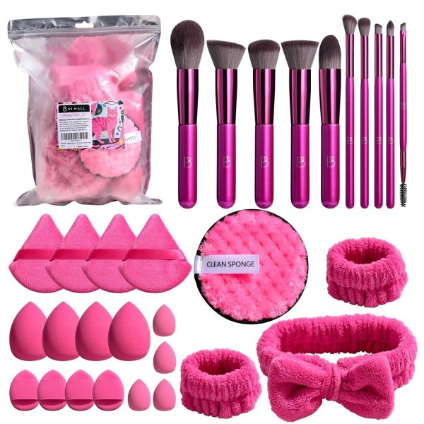 BS-MALL Makeup Brushes Set 30 Pcs – Including Face Washing Puffs, Blush Powder Bronzer Foundation Eyeshadow Concealer Brushes, and Mini Makeup Sponge Makeup Sponges Set (Black) - Image 9