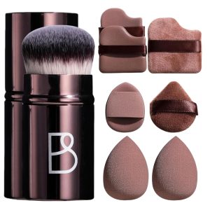 BS-MALL Makeup Sponge Set 7 Pcs with Kabuki Brushes,Essential Tools for Flawless Makeup Application