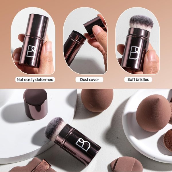 BS-MALL Makeup Sponge Set 7 Pcs with Kabuki Brushes,Essential Tools for Flawless Makeup Application - Image 2