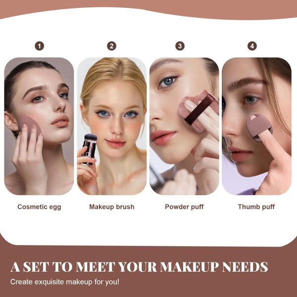 BS-MALL Makeup Sponge Set 7 Pcs with Kabuki Brushes,Essential Tools for Flawless Makeup Application - Image 5