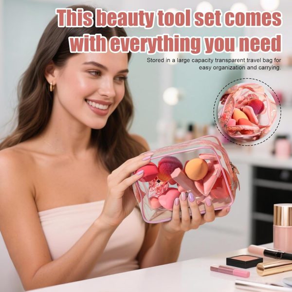 Makeup Sponge Set BS-MALL Triangle Puff 16 Pcs with Lip Brush Powder Brush for Liquid, Cream, and Powder, Multi-colored Makeup Sponges and Mini Sponge with Clear Case - Image 3